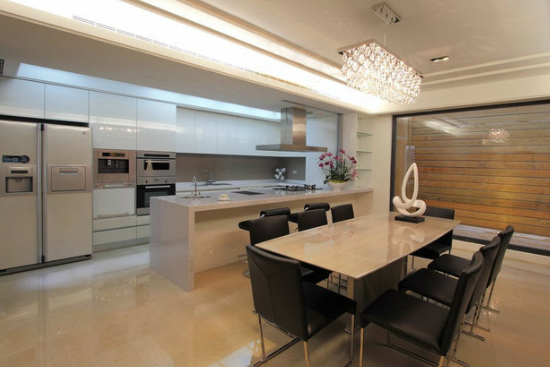 U型開(kāi)放式廚房效果圖