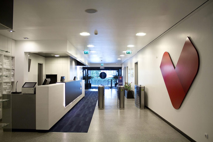 健康俱樂部辦公室前臺區域空間裝修設計效果圖