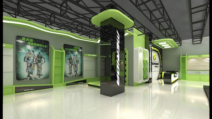 美利達自行車專賣店柱子裝修設(shè)計案例效果圖