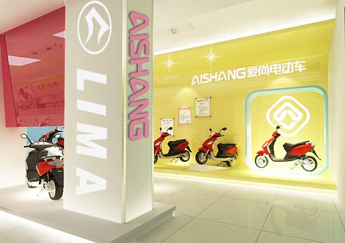 電動車銷售展示中心、店面背景墻裝修設(shè)計(jì)案例效果圖