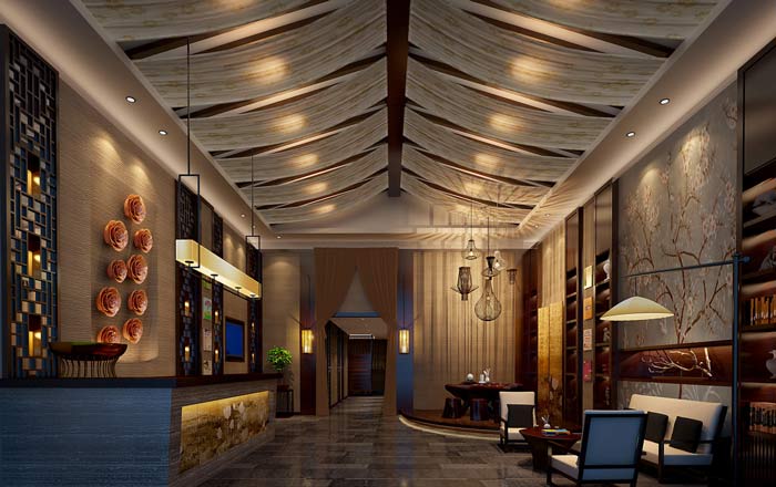 中山養生會所前臺裝修設計案例效果圖