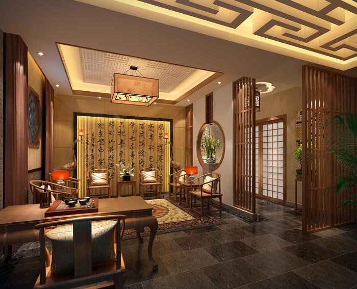 藏茗薈茶藝館品茶間裝修設(shè)計案例效果圖