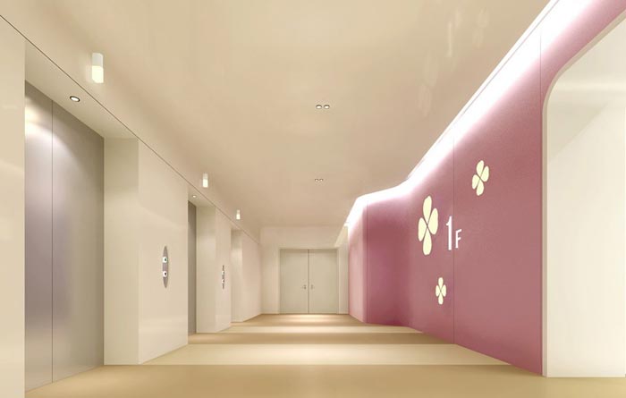婦女兒童醫(yī)院電梯區(qū)域裝修設(shè)計(jì)案例效果圖