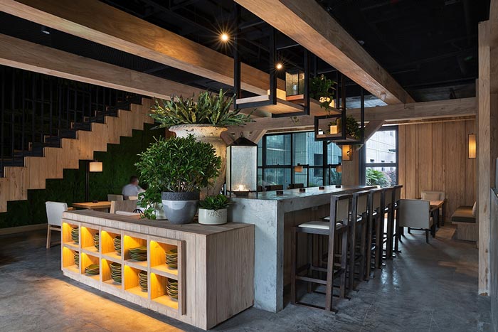 750平方中式復(fù)古風(fēng)格餐廳前臺吧臺設(shè)計效果圖