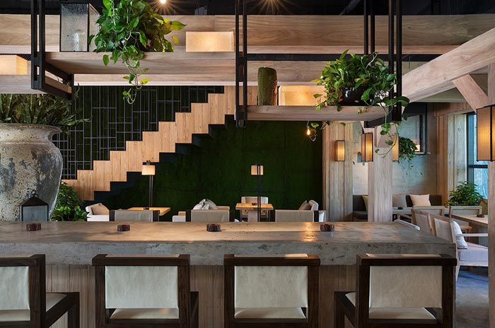 750平方中式復(fù)古風(fēng)格餐廳吧臺設(shè)計效果圖