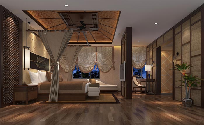 新中式精品酒店套房裝修設計案例效果圖
