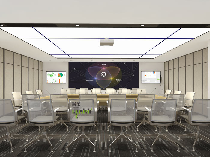 互聯網媒體辦公室大會議室裝修設計案例效果圖