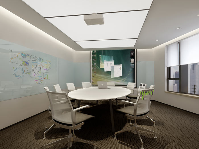 互聯網媒體辦公室小會議室裝修設計案例效果圖