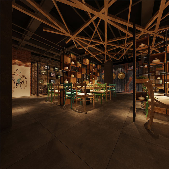 7080主題餐廳墻畫裝修設計效果圖