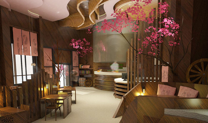 特色風味餐廳進門區裝修設計效果圖