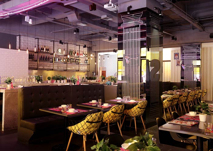 東南亞主題餐廳雙人桌裝修設計效果圖