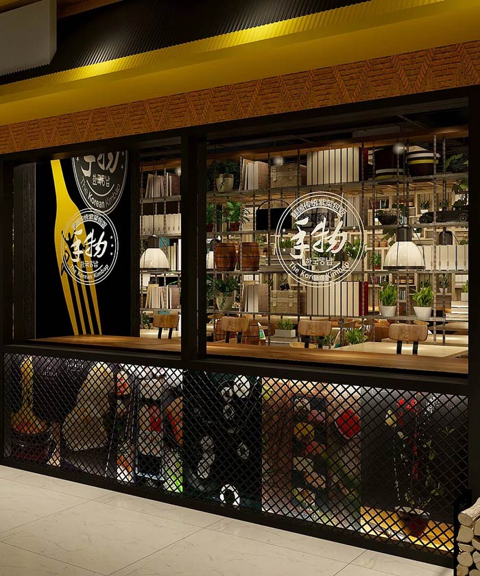 韓式主題餐廳門面裝修設(shè)計效果圖