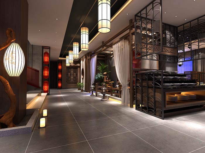 新中式火鍋店調料區裝修設計效果圖