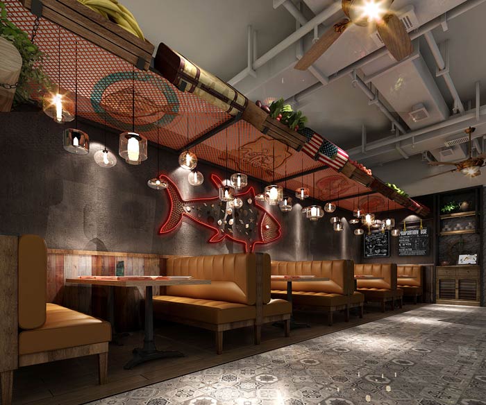 西餐廳海鮮餐區裝修設計效果圖