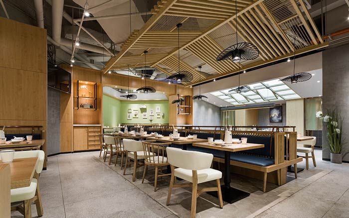 串串香小吃店中間餐區裝修設計效果圖