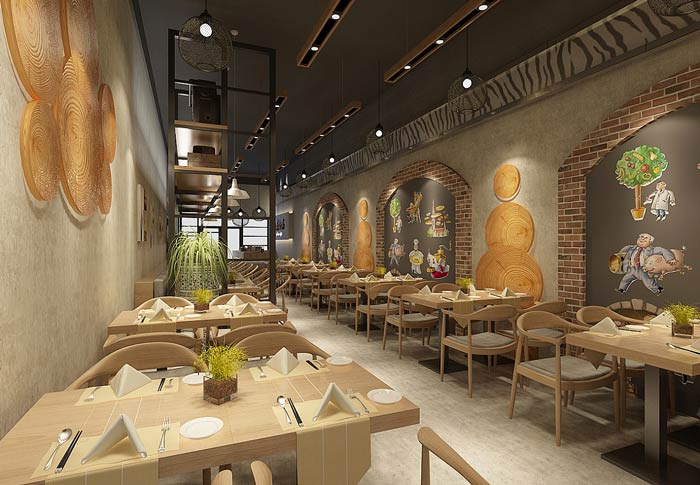 面館墻畫裝修設計效果圖