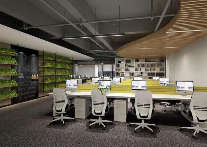 互聯網媒體辦公室辦公區裝修設計效果圖
