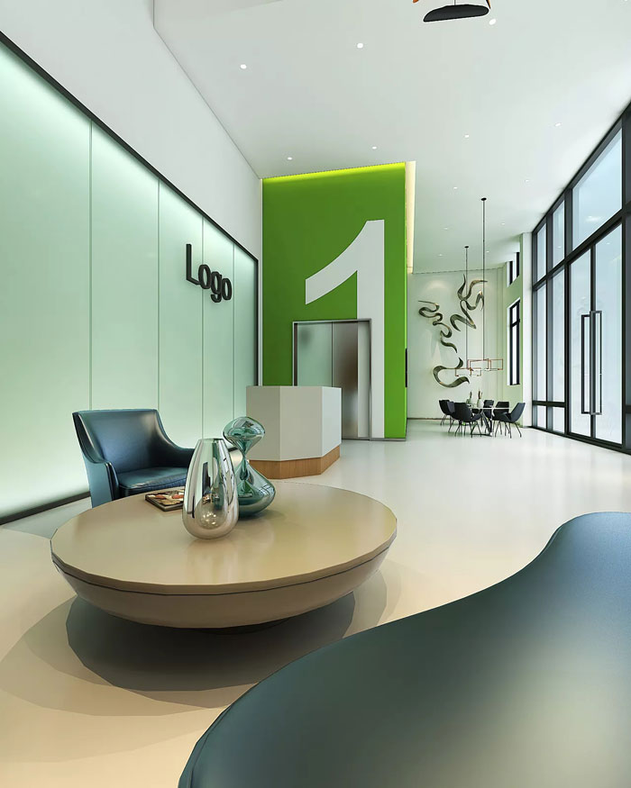 出口型企業辦公室1樓大廳裝修設計效果圖