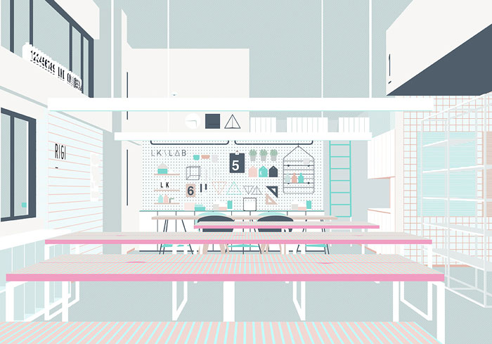 長方形辦公室平面效果表現圖