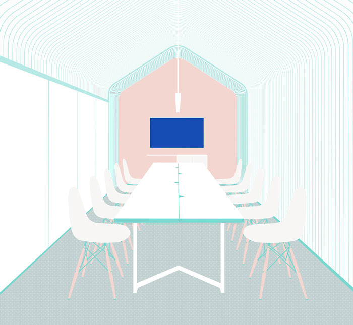 長方形辦公室平面效果表現圖