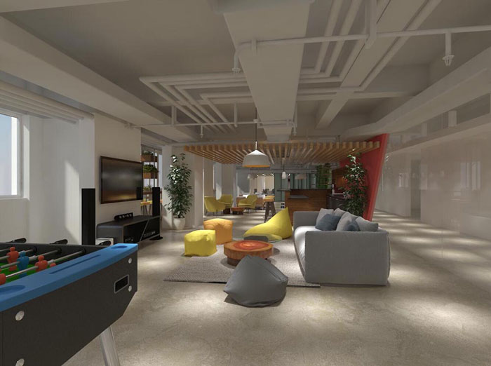 網絡科技公司辦公室休息區裝修設計效果圖