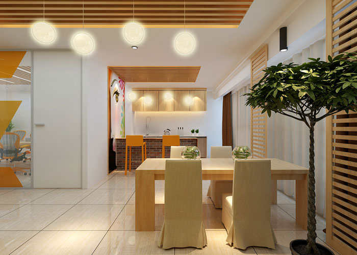 能源科技公司辦公室吧臺裝修設計效果圖