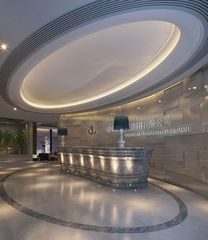 集團(tuán)公司辦公室前臺裝修設(shè)計效果圖