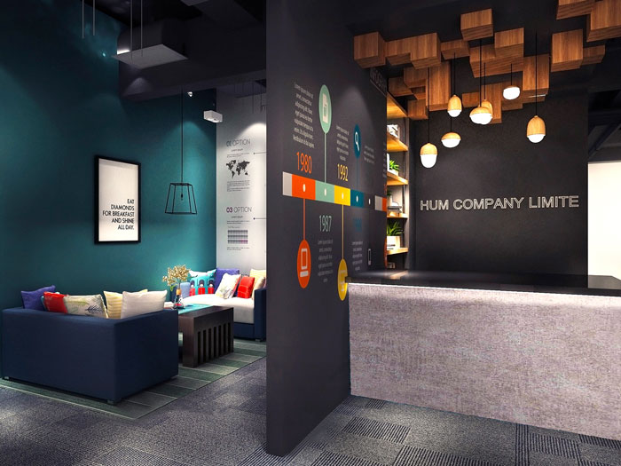 輕工業(yè)風(fēng)格辦公室前臺裝修設(shè)計(jì)效果圖