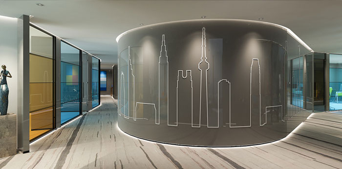 集團辦公室過道裝修設(shè)計效果圖