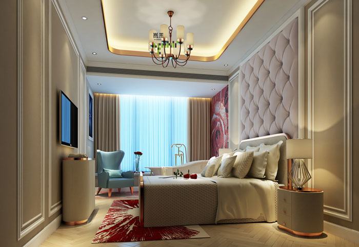 愛情酒店玫瑰金客房裝修設計效果圖
