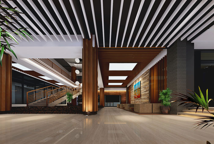獨棟辦公樓辦公室大廳裝修設計效果圖