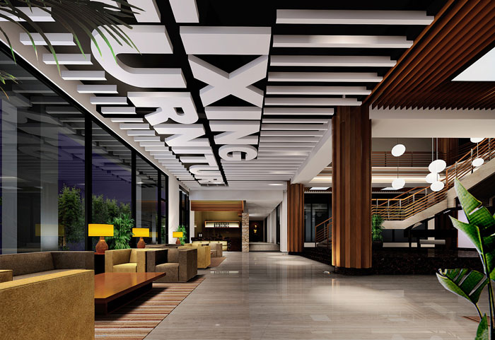 獨棟辦公樓辦公室接待區裝修設計效果圖