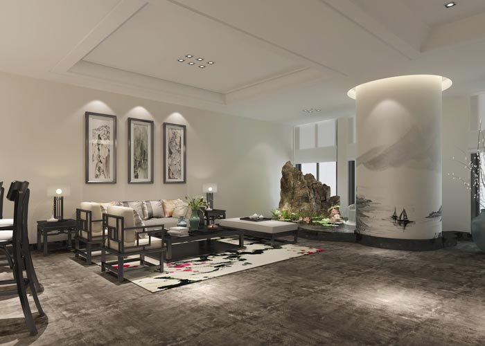 中式風格辦公室接待區域裝修設計效果圖