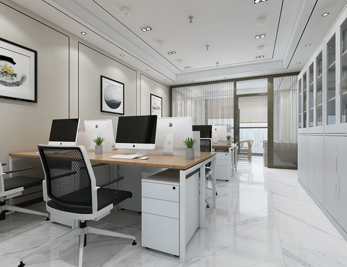 新中式辦公室辦公區(qū)裝修設計效果圖
