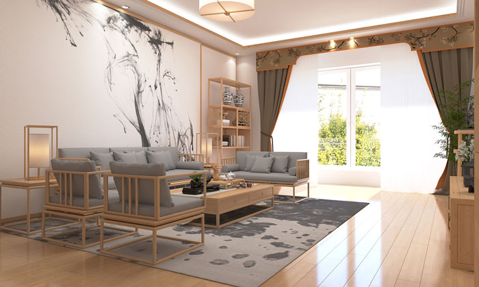 簡中式風格裝修設計效果圖