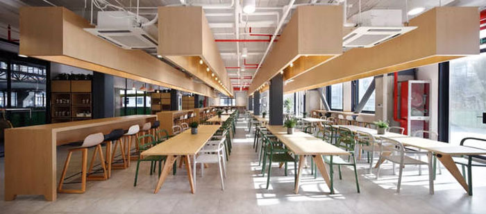 廢舊工廠改造辦公室餐廳裝修設計效果圖