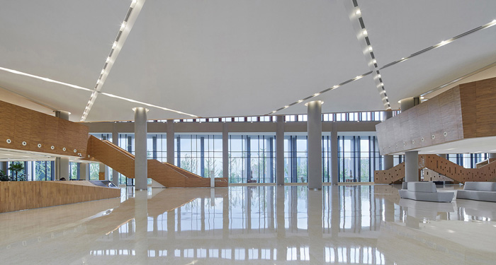 研發中心辦公樓入口大堂裝修設計效果圖