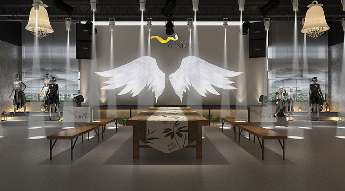 絲綢廠房展廳展示區裝修設計效果圖