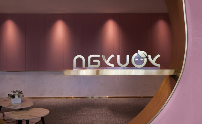 化妝品公司辦公室前臺裝修設計效果圖