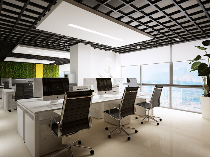 開放式辦公室辦公區裝修效果圖