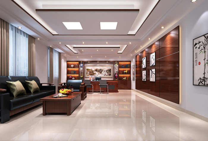 小型中式總經理辦公室裝修效果圖