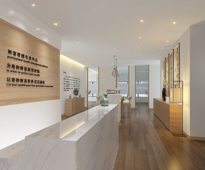 財富管理公司辦公室入口裝修設(shè)計效果圖