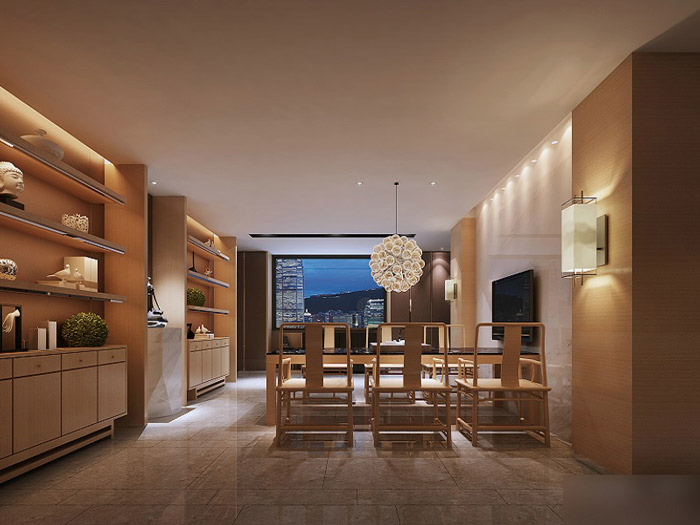 中式禪意風(fēng)格辦公室會議室裝修效果圖