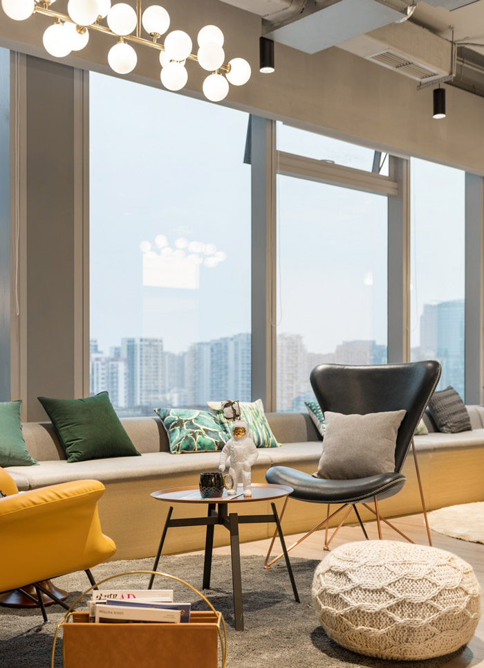 干凈清爽辦公室接待區裝修設計效果圖