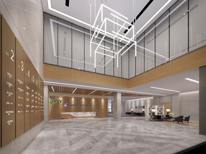 杭州環保公司辦公室前臺裝修設計效果圖