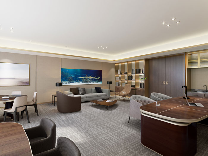 杭州集團公司總經理辦公室裝修設計效果圖