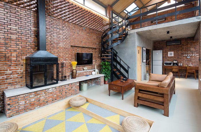 景區三合院民宿客廳設計效果圖